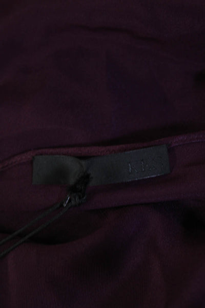 Kes Womens Satin Round Neck Sleeveless Short Circle Blouse Top Purple Size XS/S