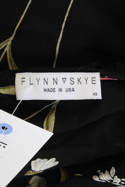 Flynn Skye Womens Floral One Shoulder Layered Neckline Jumpsuit Black Size XS