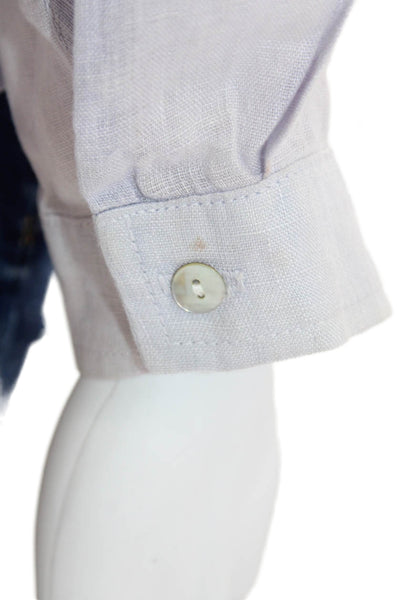 Bella Dahl Womens Linen Buttoned Ombre Print Collared Blouse Pink Size XS