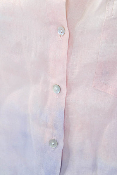 Bella Dahl Womens Linen Buttoned Ombre Print Collared Blouse Pink Size XS
