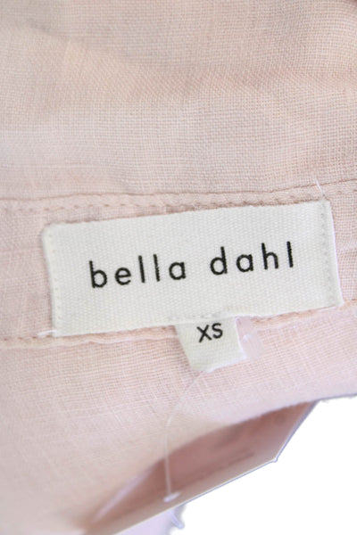 Bella Dahl Womens Linen Buttoned Ombre Print Collared Blouse Pink Size XS