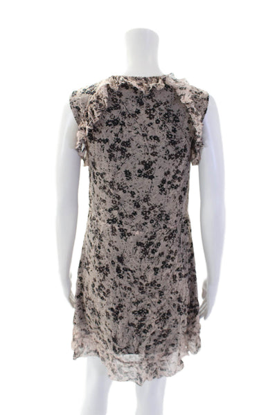 Allsaints Womens Floral Print Ruffled Trim Detail Wrap Mini Dress Pink Size XS