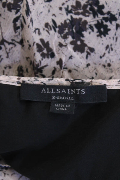 Allsaints Womens Floral Print Ruffled Trim Detail Wrap Mini Dress Pink Size XS