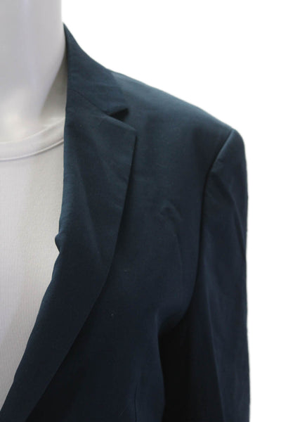 Theory Women's Collared Long Sleeves Unlined Basic Blazer Blue Size 36