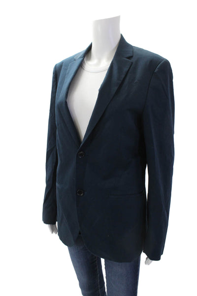 Theory Women's Collared Long Sleeves Unlined Basic Blazer Blue Size 36