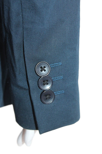 Theory Women's Collared Long Sleeves Unlined Basic Blazer Blue Size 36