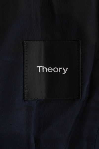 Theory Women's Collared Long Sleeves Unlined Basic Blazer Blue Size 36