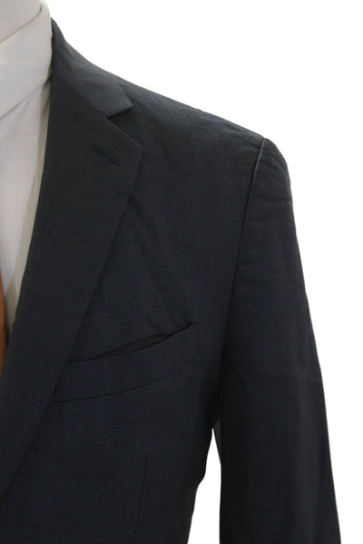 Theory Men's Long Sleeves Lined Collared Two Button Basic Jacket Blue Size 38