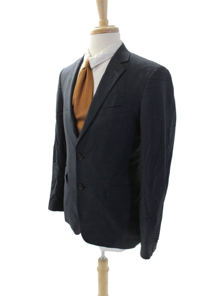 Theory Men's Long Sleeves Lined Collared Two Button Basic Jacket Blue Size 38