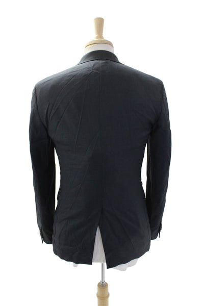 Theory Men's Long Sleeves Lined Collared Two Button Basic Jacket Blue Size 38