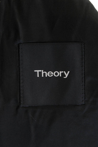 Theory Men's Long Sleeves Lined Collared Two Button Basic Jacket Blue Size 38
