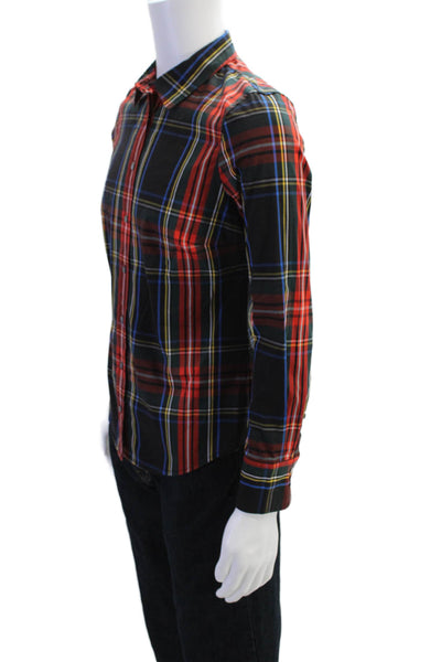 J Crew Women's Long Sleeves Collared Button Down Multicolor Plaid Shirt Size 6