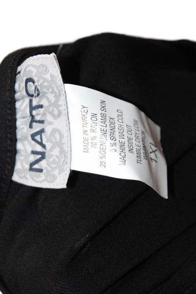 Natto Womens Floral Applique Long Sleeve Stretch Basic Shirt Black Size 1XL