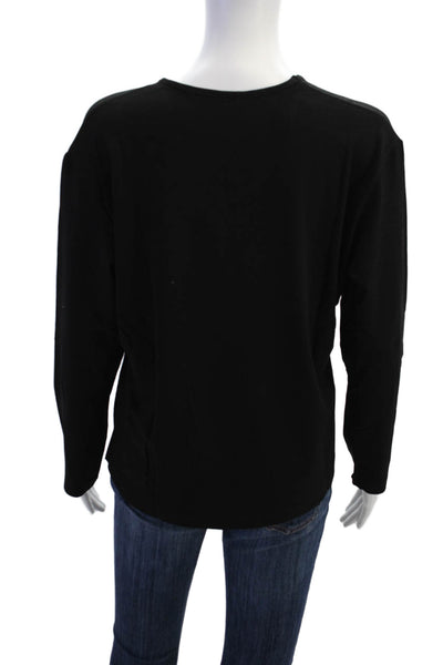 Natto Womens Beaded Applique Long Sleeve Stretch Basic Shirt Black Size 1XL