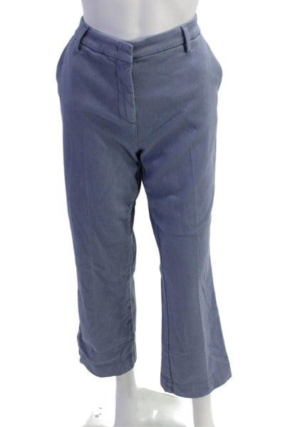 Sharis Place Womens Cottton Zippered High-Rise Bootcut Pants Smoke Blue Size 46