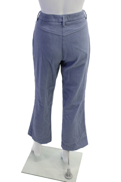 Sharis Place Womens Cottton Zippered High-Rise Bootcut Pants Smoke Blue Size 46