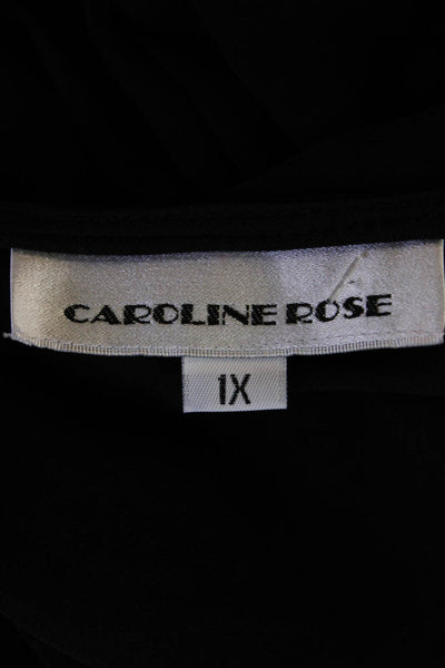 Caroline Rose Women's Round Neck Sleeveless Basic Tank Top Black Size 1X