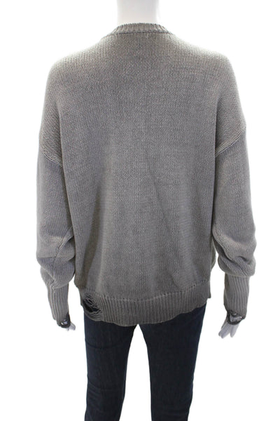 NSF Womens Cotton Blend Knit Round Neck Pullover Sweater Top Gray Size P