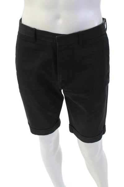 Theory Mens Zipper Fly Cuffed Twill Casual Shorts Black Cotton Size 31