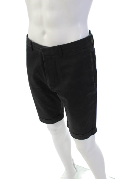 Theory Mens Zipper Fly Cuffed Twill Casual Shorts Black Cotton Size 31