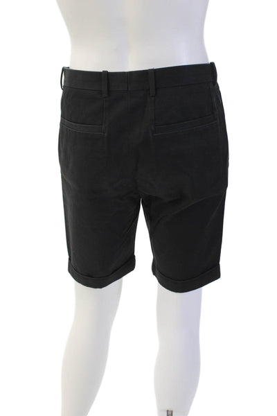 Theory Mens Zipper Fly Cuffed Twill Casual Shorts Black Cotton Size 31