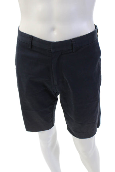 Theory Mens Zipper Fly Casual Twill Shorts Navy Blue Cotton Size 30