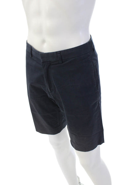 Theory Mens Zipper Fly Casual Twill Shorts Navy Blue Cotton Size 30