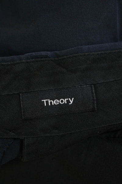 Theory Mens Zipper Fly Casual Twill Shorts Navy Blue Cotton Size 30