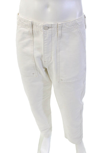 Levis Mens Zipper Fly Twill Straight Leg Trouser Pants White Cotton Size 31x32
