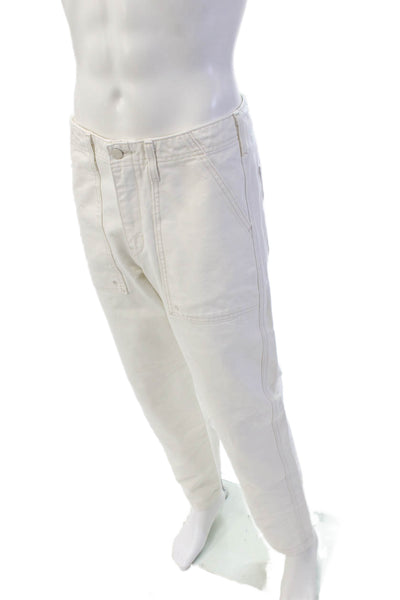 Levis Mens Zipper Fly Twill Straight Leg Trouser Pants White Cotton Size 31x32