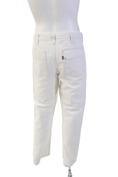 Levis Mens Zipper Fly Twill Straight Leg Trouser Pants White Cotton Size 31x32