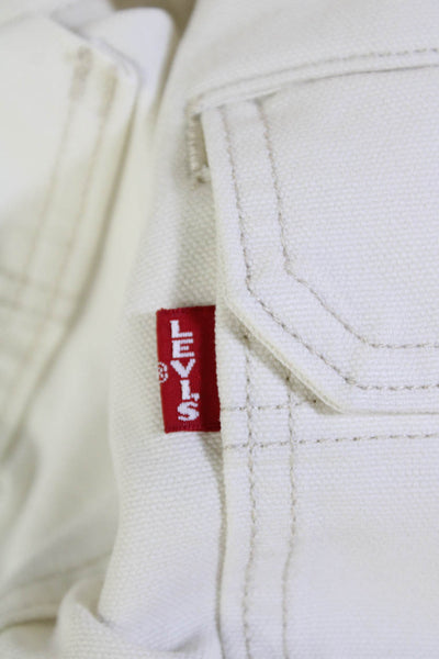 Levis Mens Zipper Fly Twill Straight Leg Trouser Pants White Cotton Size 31x32