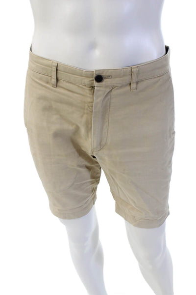 Theory Mens Zipper Fly Cotton Twill Casual Shorts Beige Size 30R