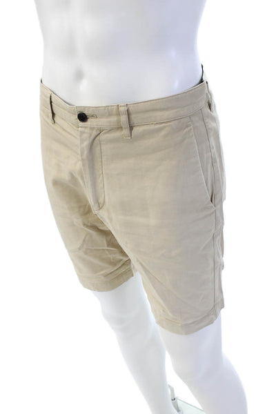 Theory Mens Zipper Fly Cotton Twill Casual Shorts Beige Size 30R