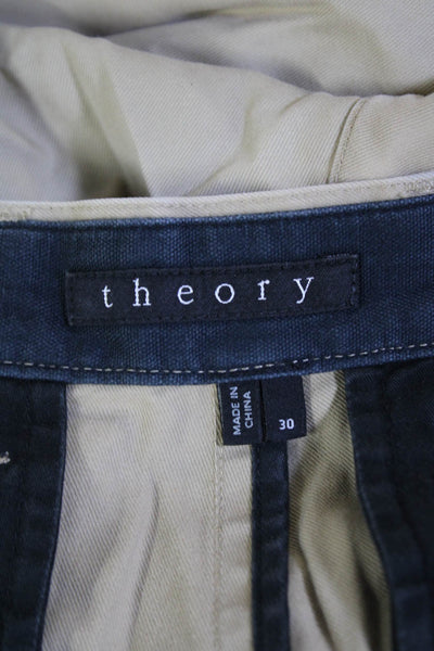 Theory Mens Zipper Fly Cotton Twill Casual Shorts Beige Size 30R