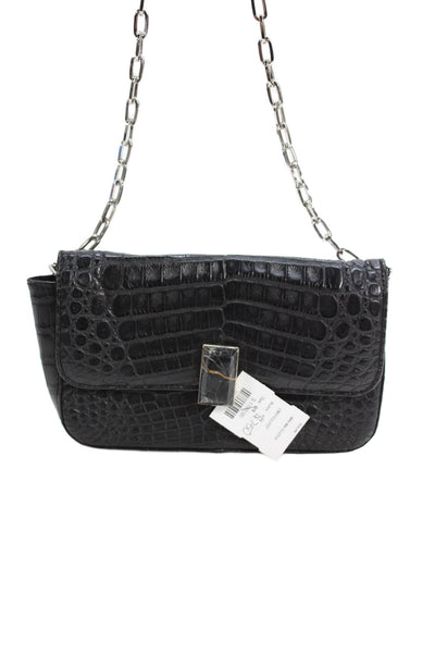 Solantu Womens Mini Mia Snap Closure Clutch Crossbody Handbag Black Size Small