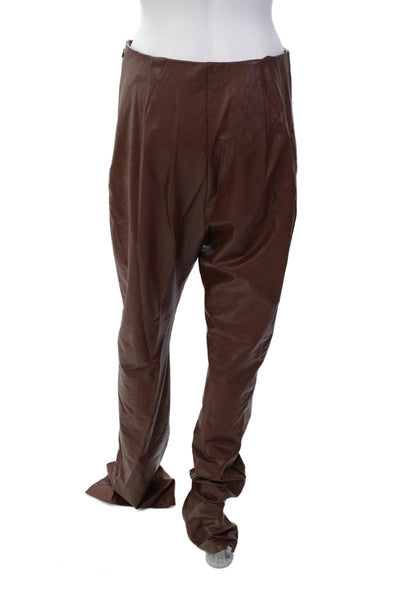 Amanda Uprichard Paneled Ankle Slit Detail High Waisted Pants Brown Size L