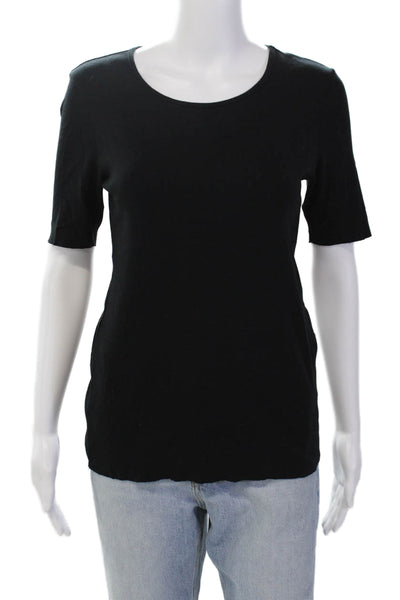 J Brand Womens Cotton Round Neck Short Sleeve Basic T-Shirt Black Size S