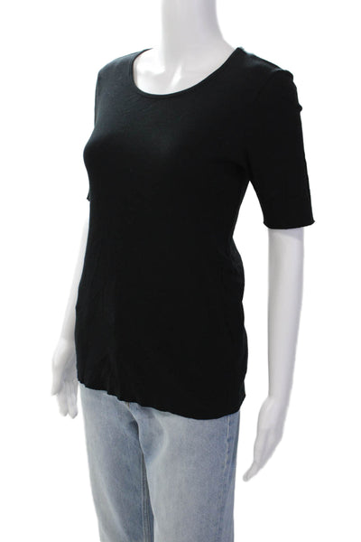 J Brand Womens Cotton Round Neck Short Sleeve Basic T-Shirt Black Size S