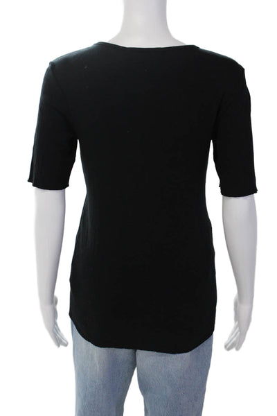 J Brand Womens Cotton Round Neck Short Sleeve Basic T-Shirt Black Size S