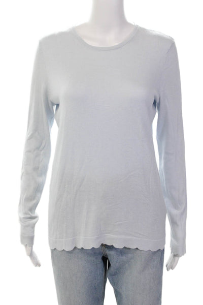 J. Mclaughlin Womens Cotton Long Sleeve Round Neck Knit Top Blue Size S