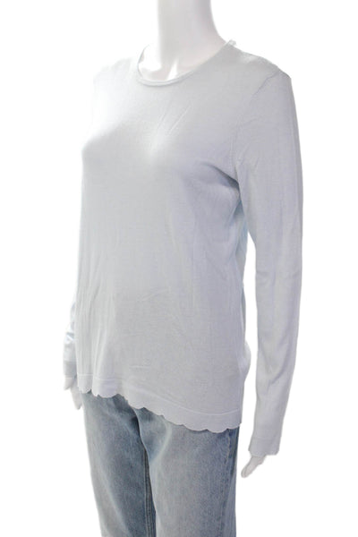 J. Mclaughlin Womens Cotton Long Sleeve Round Neck Knit Top Blue Size S