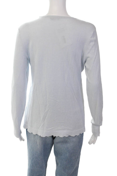 J. Mclaughlin Womens Cotton Long Sleeve Round Neck Knit Top Blue Size S