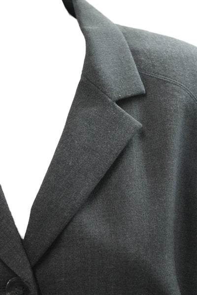 Calvin Klein Womens Collared Long Sleeve Button Up Blazer Jacket Gray Size 10