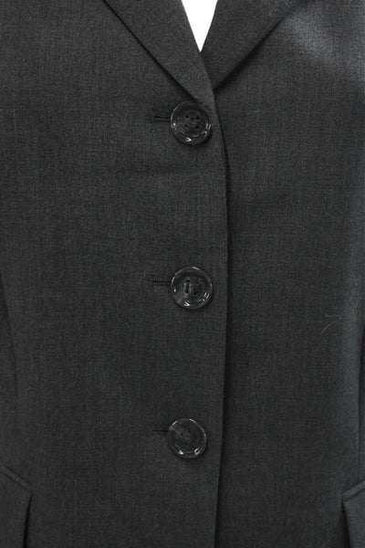 Calvin Klein Womens Collared Long Sleeve Button Up Blazer Jacket Gray Size 10