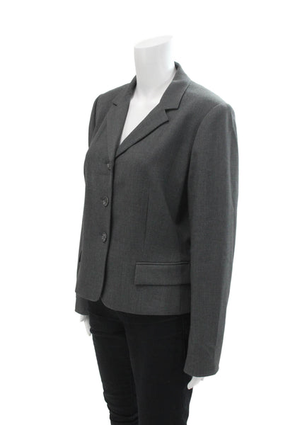 Calvin Klein Womens Collared Long Sleeve Button Up Blazer Jacket Gray Size 10