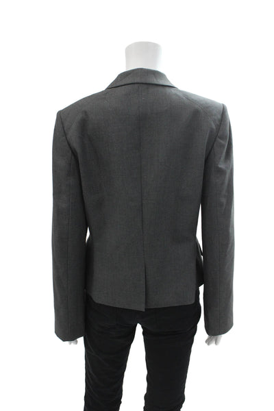 Calvin Klein Womens Collared Long Sleeve Button Up Blazer Jacket Gray Size 10