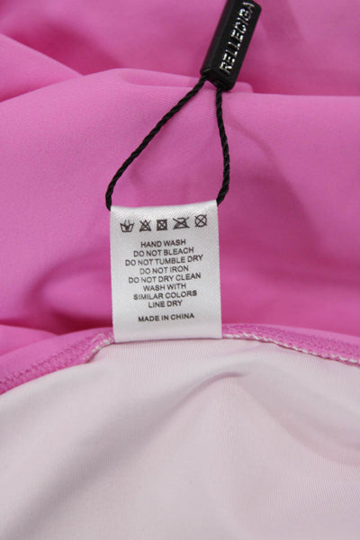 Relleciga Womens Stretch Square Neck High Cut One Piece Bathing Suit Pink Size M