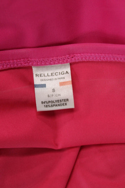 Relleciga Womens Stretch Square Neck High Cut One Piece Bathing Suit Pink Size M