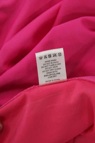 Relleciga Womens Stretch Square Neck High Cut One Piece Bathing Suit Pink Size M